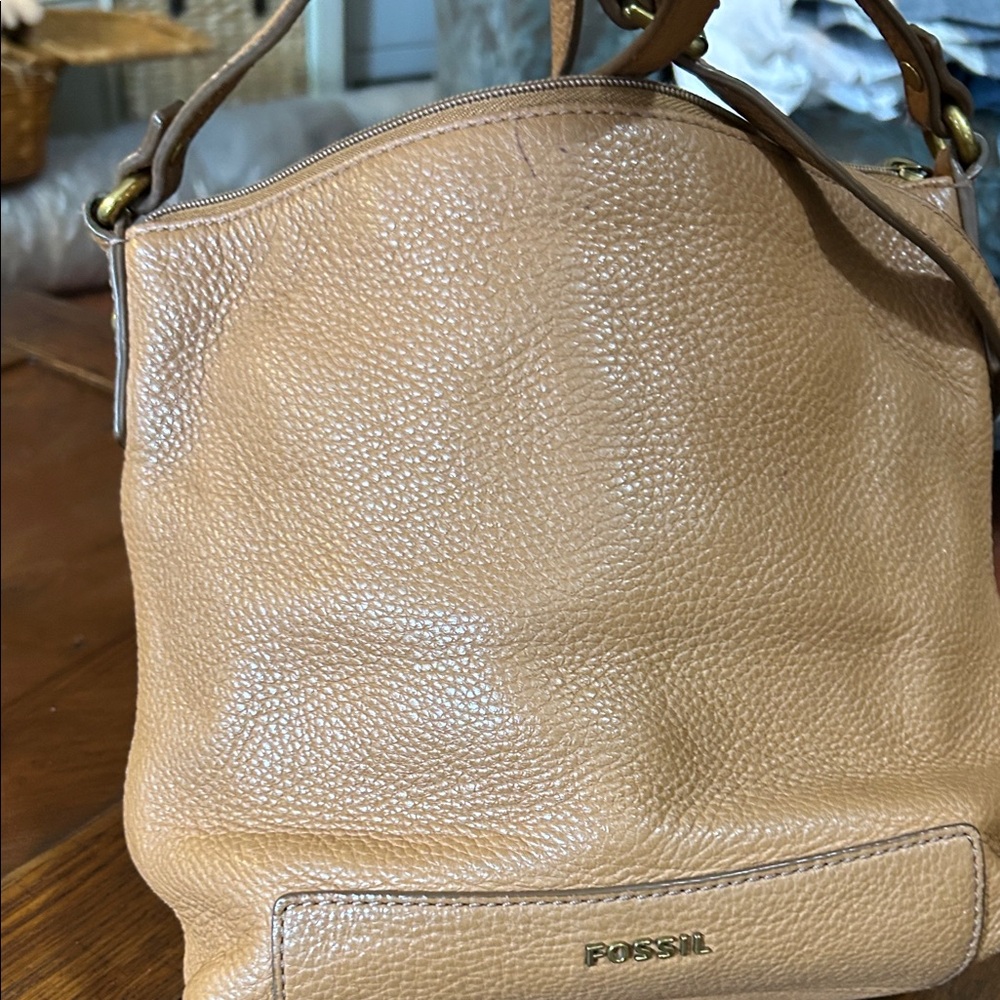 Fossil Light Brown Leather Shoulder Bag